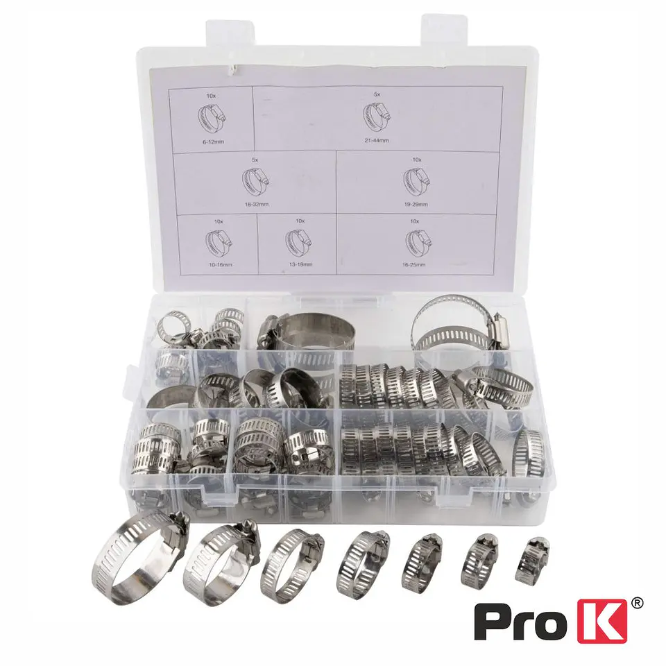 Conjunto de 60 Abraçadeiras P/ Mangueiras 6-44mm PROK 1