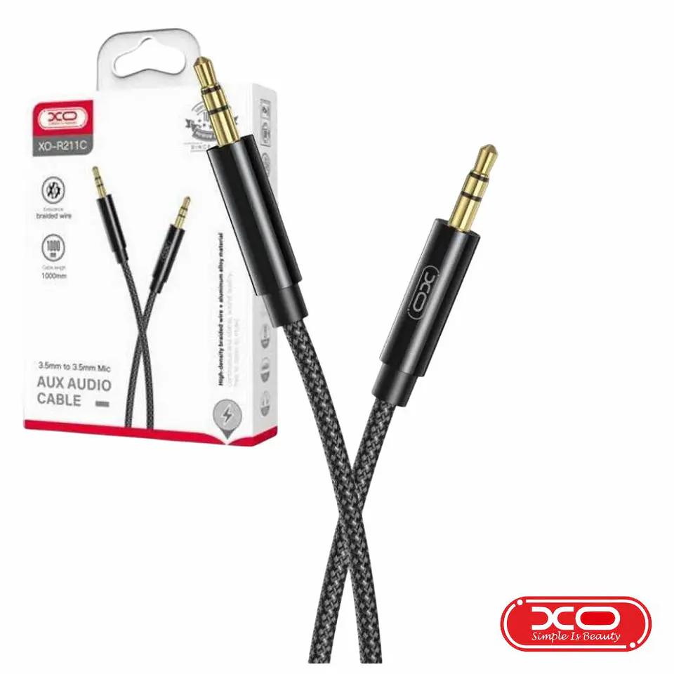 Cabo Jack 3.5mm Macho / Jack 3.5mm Macho 1m Preto XO 1