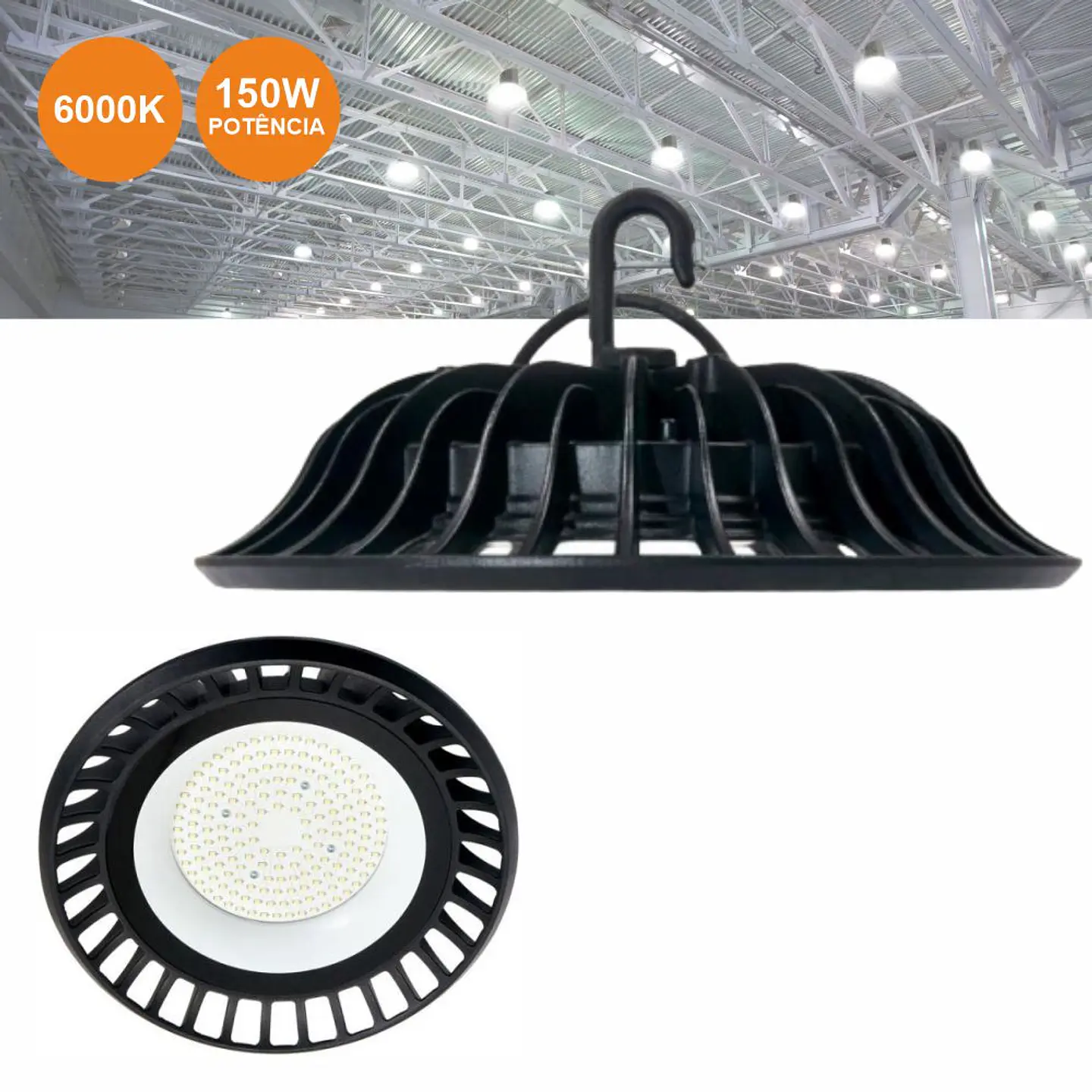 Campânula LED 150W 6000K IP65 13500lm 1
