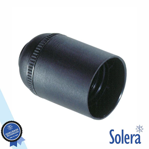 Casquilho P/ Lâmpada E27 Preto Liso P/ Cabo SOLERA
