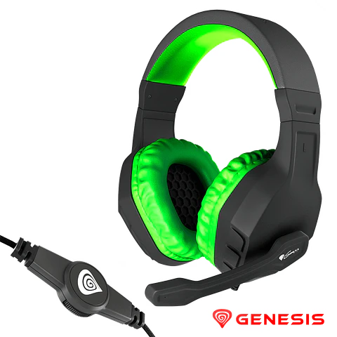 Auscultadores Gaming Preto/Verde ARGON 200 GENESIS