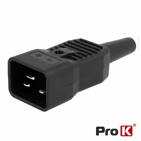 Ficha Alimentação IEC C20 Macho P/ Extensão PROK