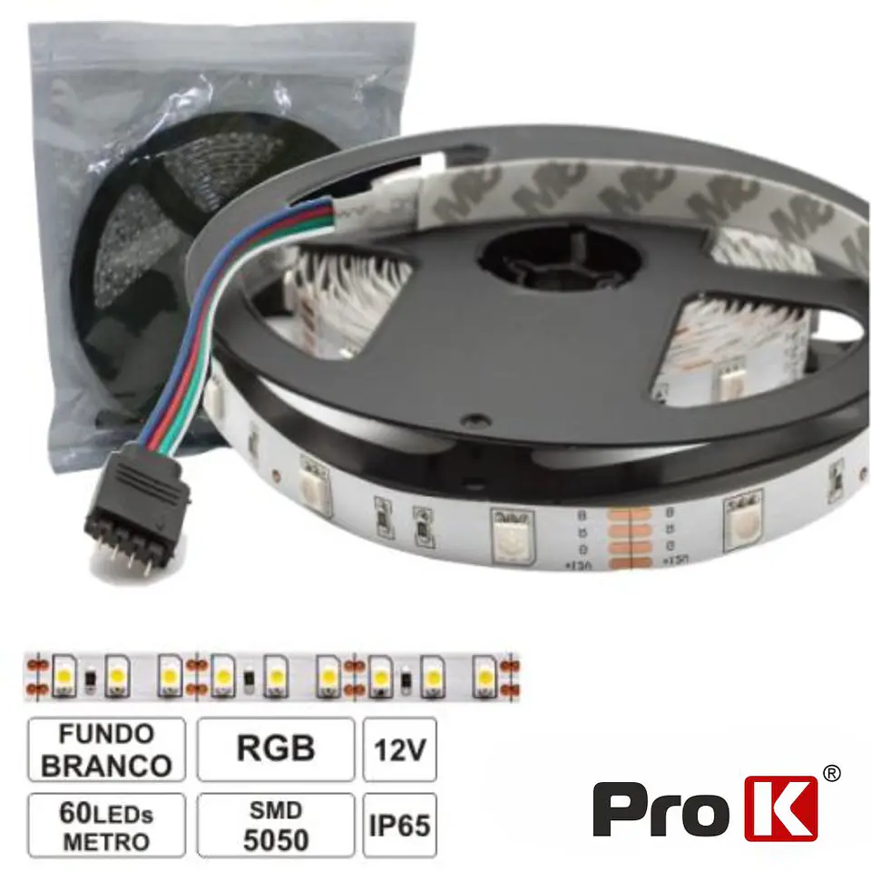 FITA 300 LEDS 5050 IMPERMEÁVEL RGB 12V 5M PROK 1