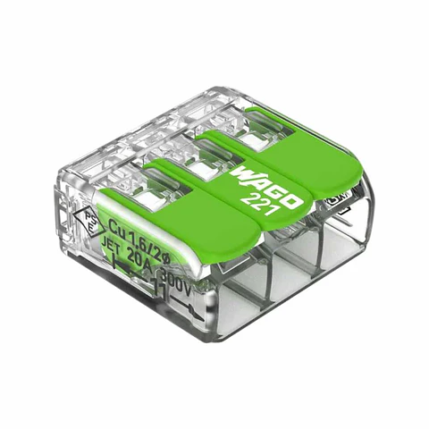 Ligador Rápido C/ Patilha 3 Condutores 4mm² 50x WAGO