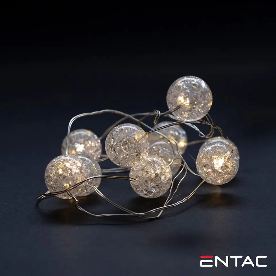 Grinalda 10 LEDS 3000K Esferas Plástico 2xAA 1m ENTAC 1