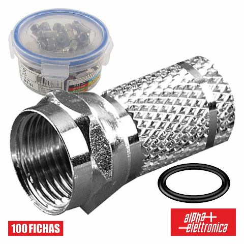 FICHA F FÊMEA NIQUELADA  HQ P/ CABO 6.8MM RG59 C/ 1 O-RING