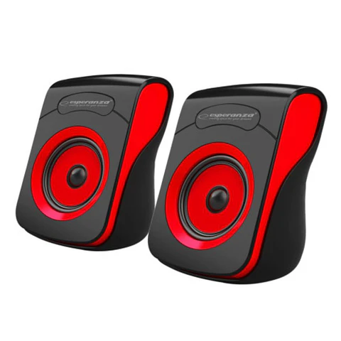 Conjunto 2 Colunas Pc 2.0 2x3W USB Preto/Vermelho Flamenco