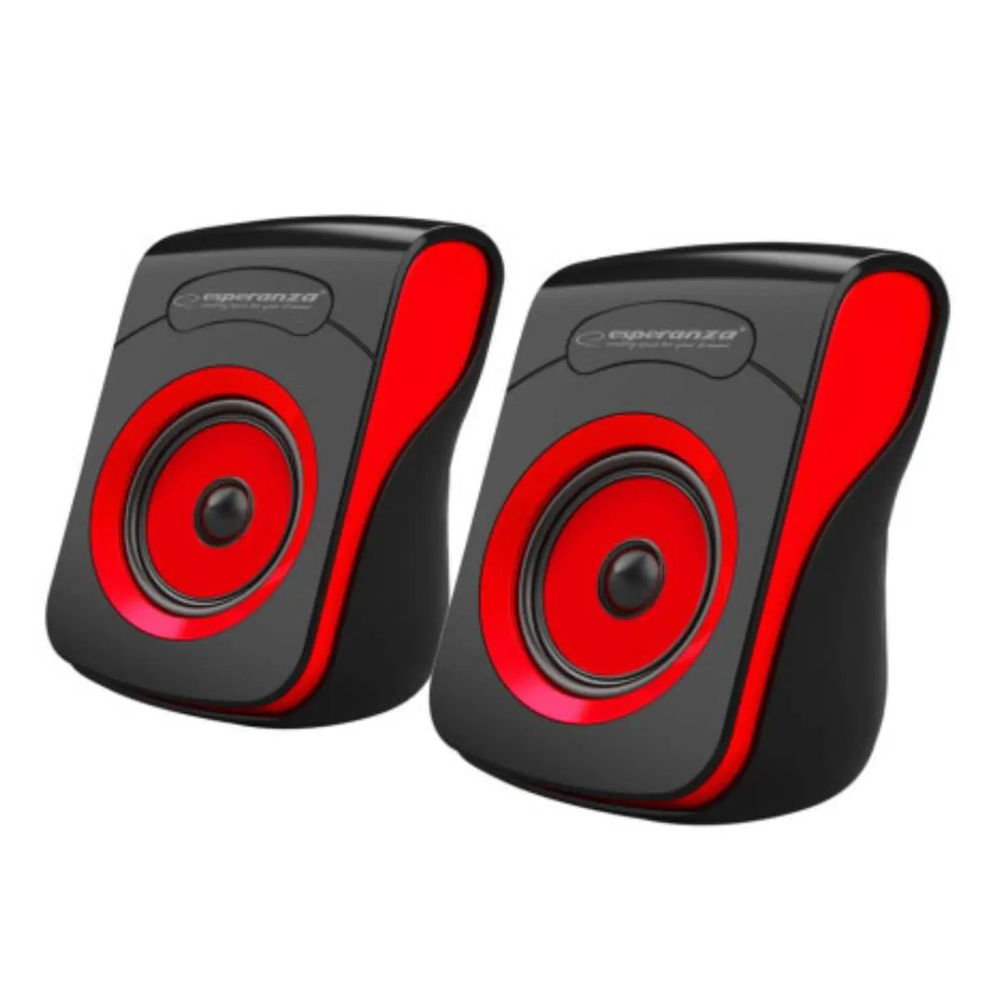 Conjunto 2 Colunas Pc 2.0 2x3W USB Preto/Vermelho Flamenco 1