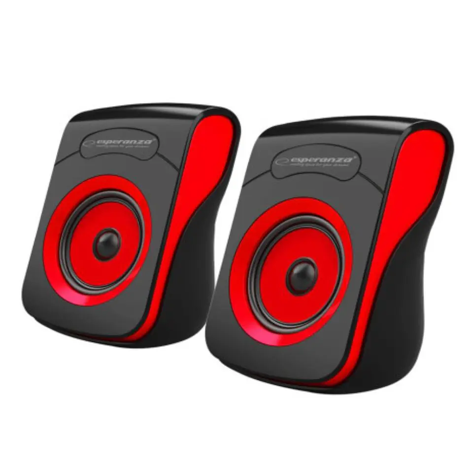 Conjunto 2 Colunas Pc 2.0 2x3W USB Preto/Vermelho Flamenco 1
