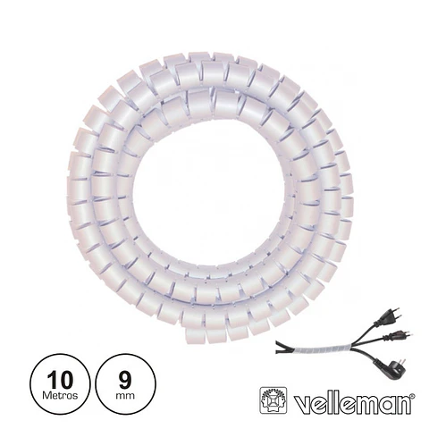 PROTECTOR DE CABO ESPIRAL BRANCO TRANSP. 10M Ø 9MM VELLEMAN