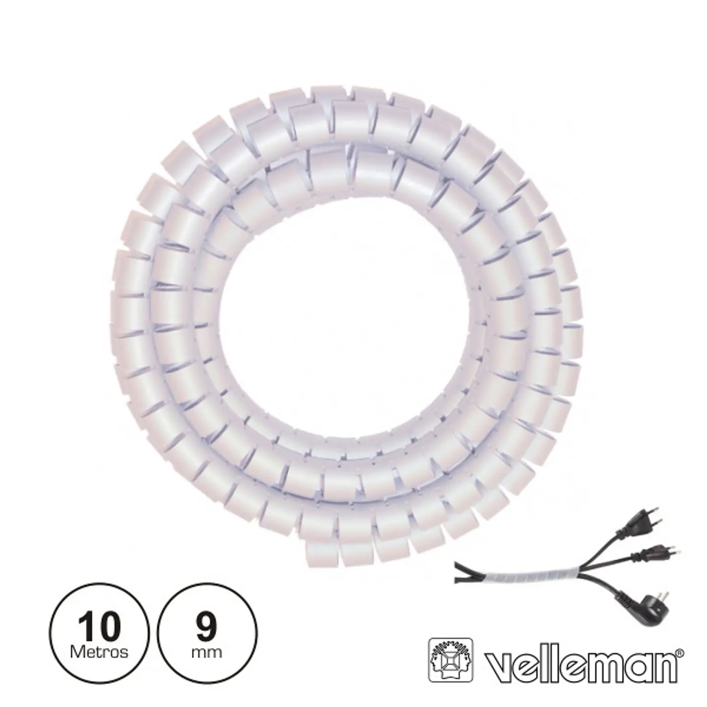 PROTECTOR DE CABO ESPIRAL BRANCO TRANSP. 10M Ø 9MM VELLEMAN 1