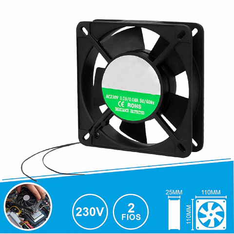 Ventoinha 230V 110x110x25mm 2 Fios