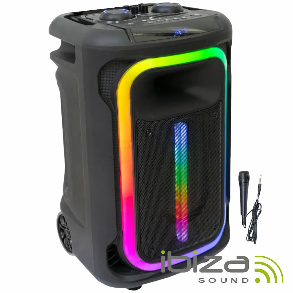 Coluna Bluetooth Portátil 500W USB/BT/SD/AUX TWS LED IBIZA 1