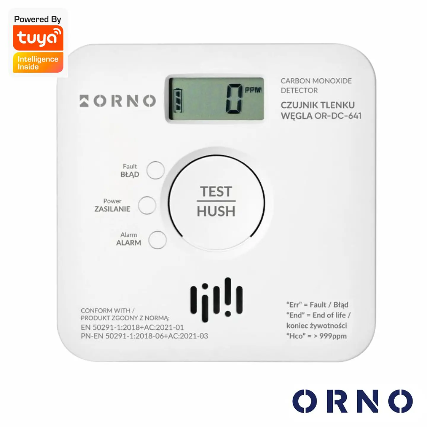 Detetor de Monóxido Carbono C/ Alarme WI-FI TUYA ORNO 1