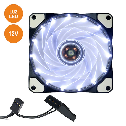 VENTOINHA 12V 120x120x25MM C/ 15 LEDS BRANCOS