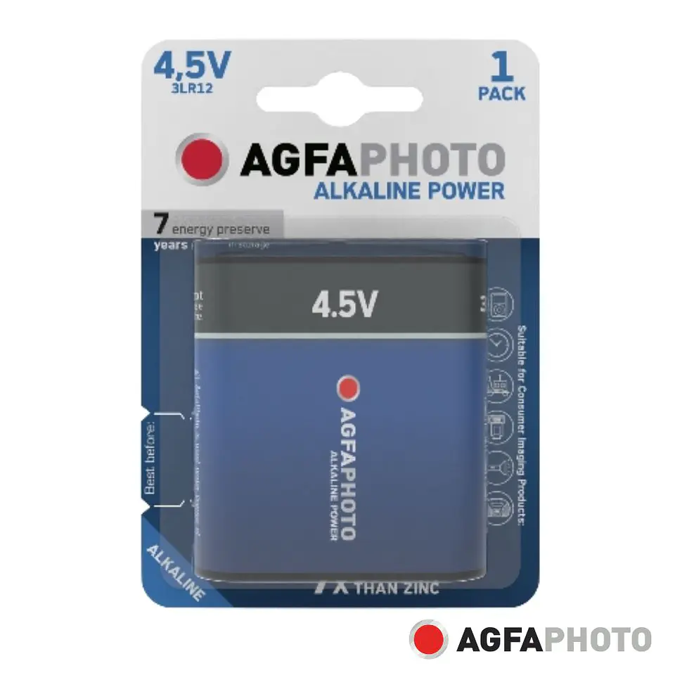 Pilha Alcalina 3LR12/4.5V 4.5V 1x Blister POWER AGFAPHOTO 1