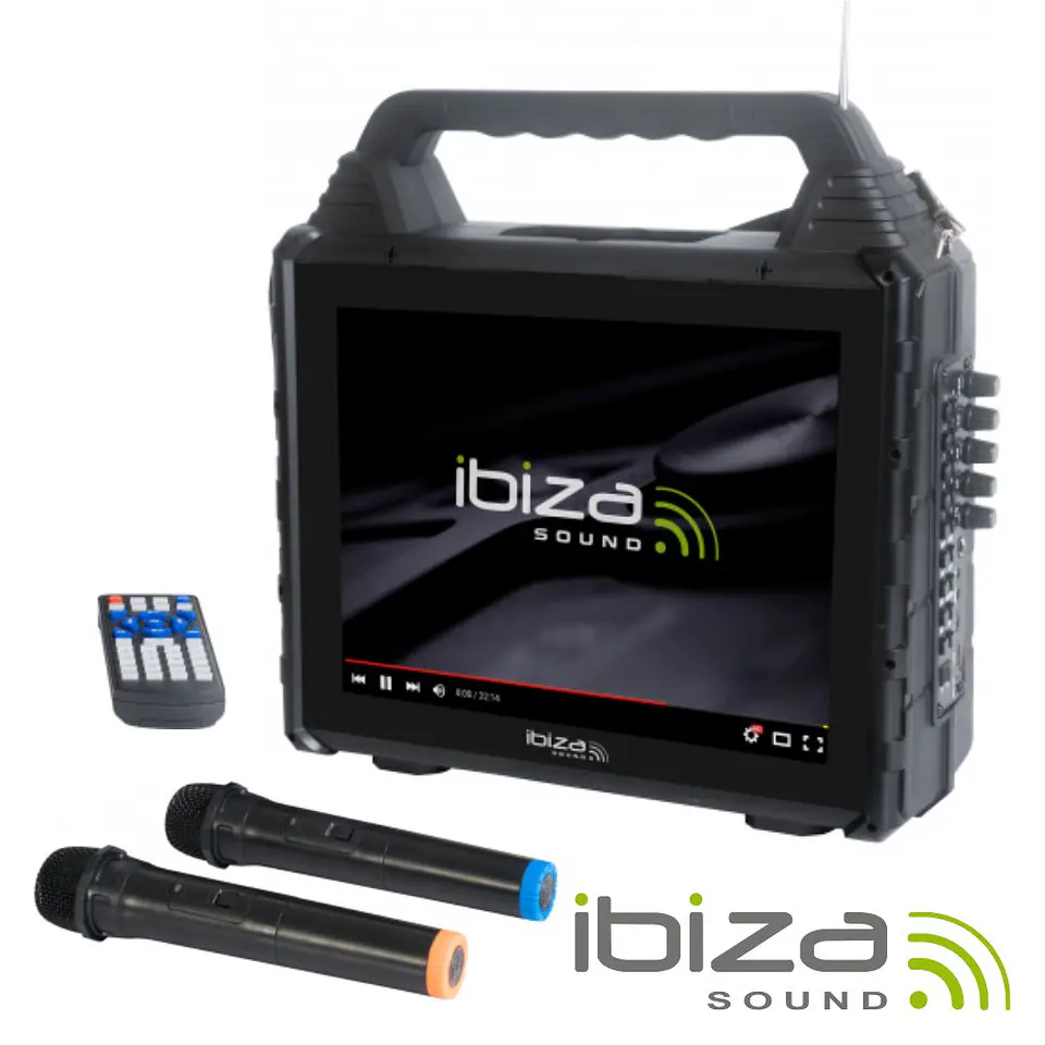 Altifalante Karaoke Portátil C/ Ecrã USB/BT/SD/AUX IBIZA 1