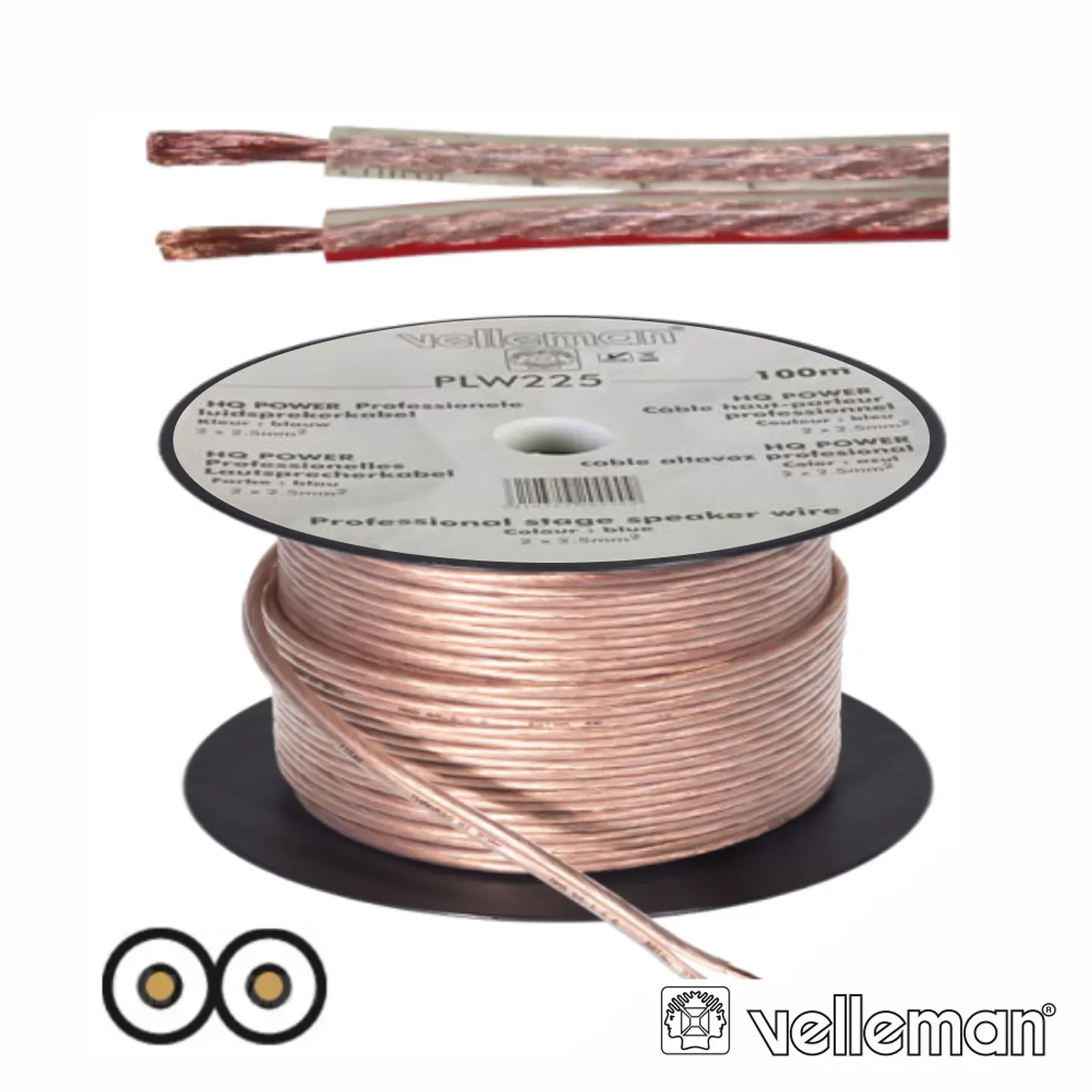 CABO COLUNA 2x4.00MM TRANSPARENTE PARALELO VELLEMAN 1