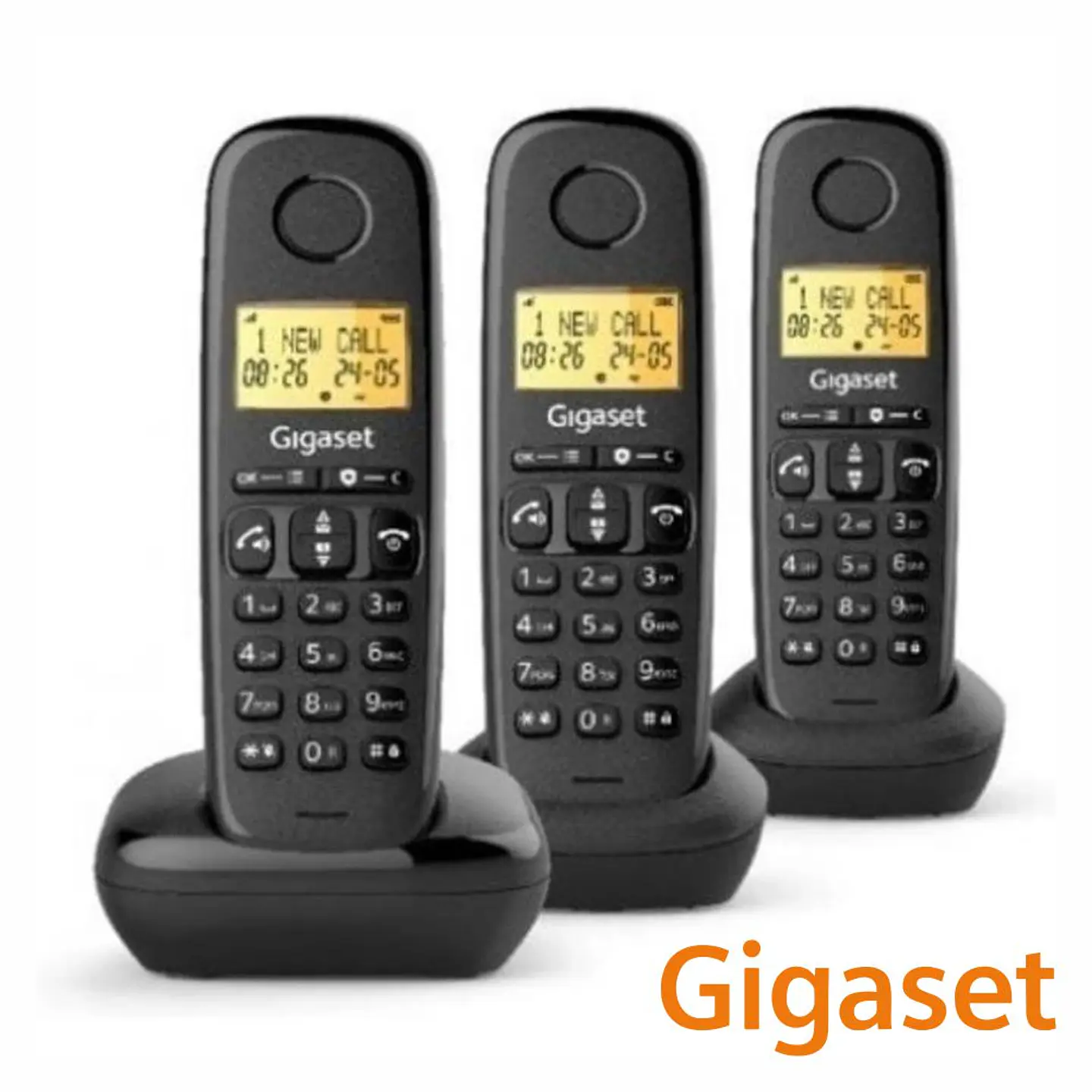 Conjunto 3 Telefones S/ Fios Preto Gigaset 1