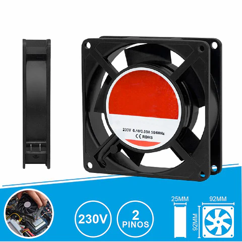 Ventoinha 230V 92x92x25mm 2 Pinos