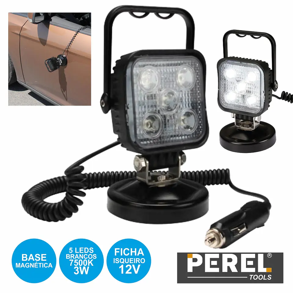 FOCO LED 15W C/ BASE MAGNÉTICA BRANCO 7500K PEREL 1