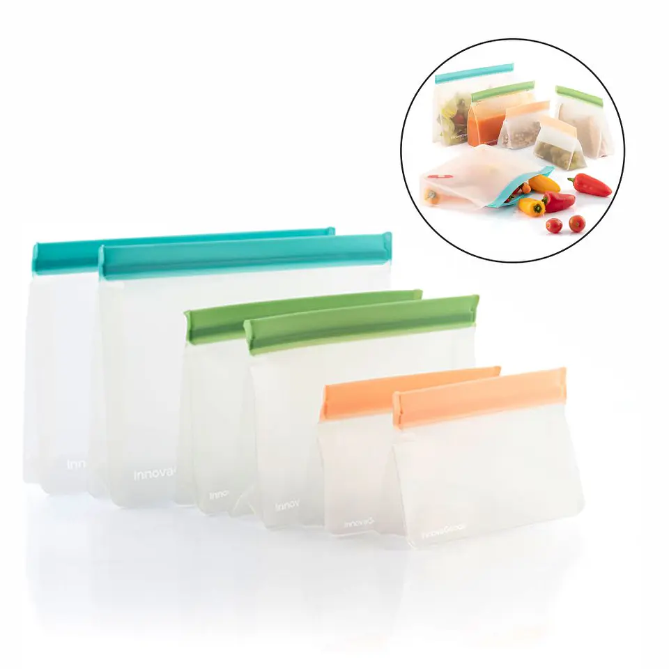 Conjunto de 6 Sacos Reutilizáveis P/ Alimentos C/ Fecho 1