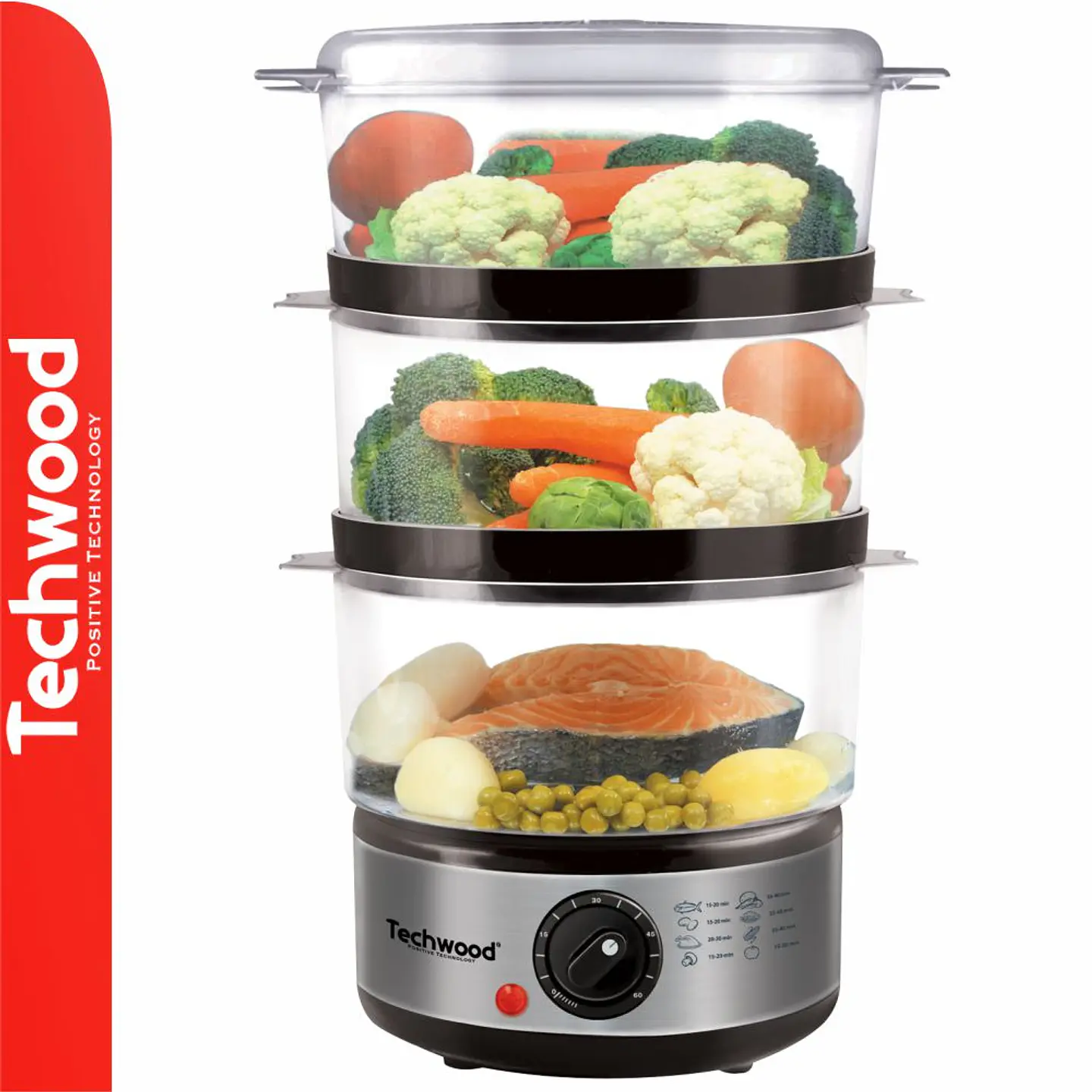 Cozedor a Vapor Elétrico 6L 400W Inox TECHWOOD 1