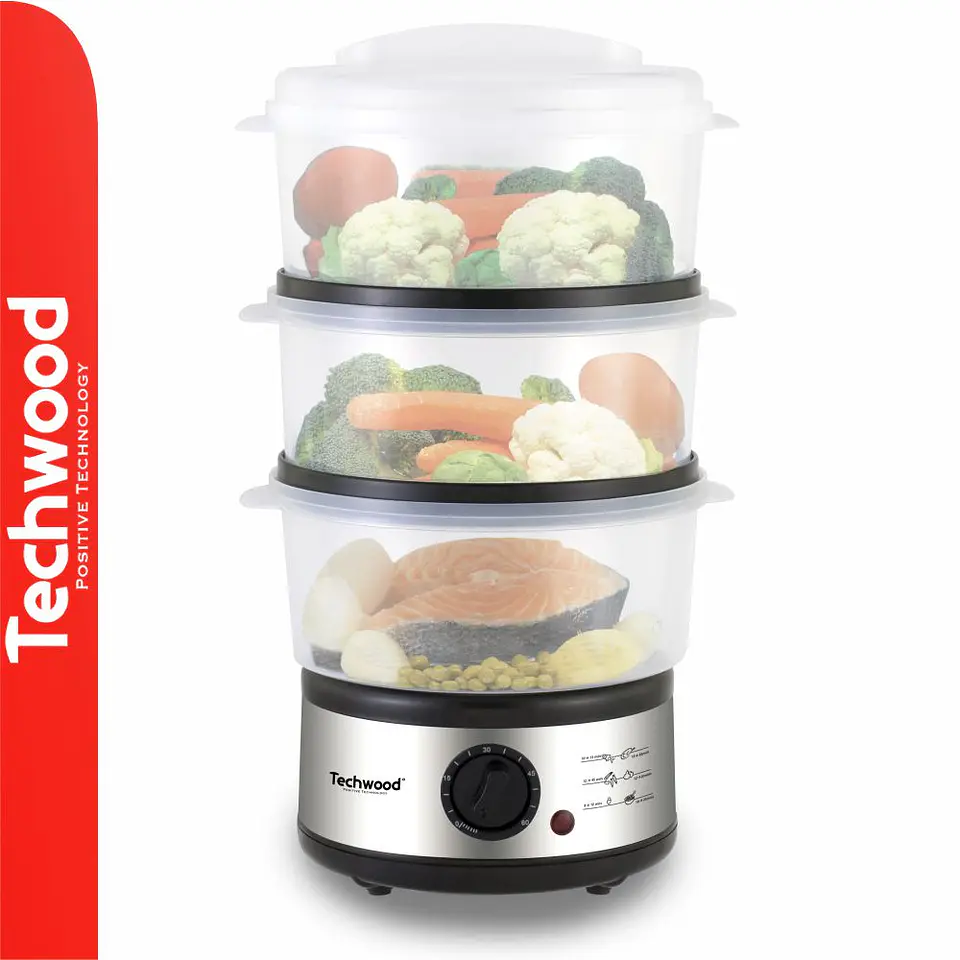 Cozedor a Vapor Elétrico 7.5L 500W Inox TECHWOOD 1