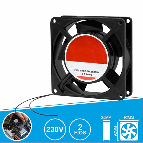 Ventoinha 230V 92x92x25mm 2 Fios