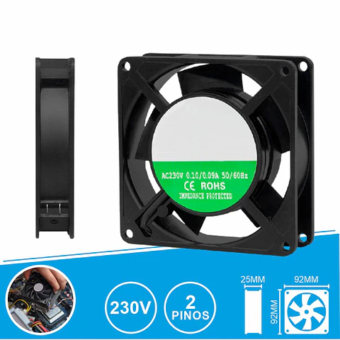 Ventoinha 230V 92x92x25mm 2 Pinos