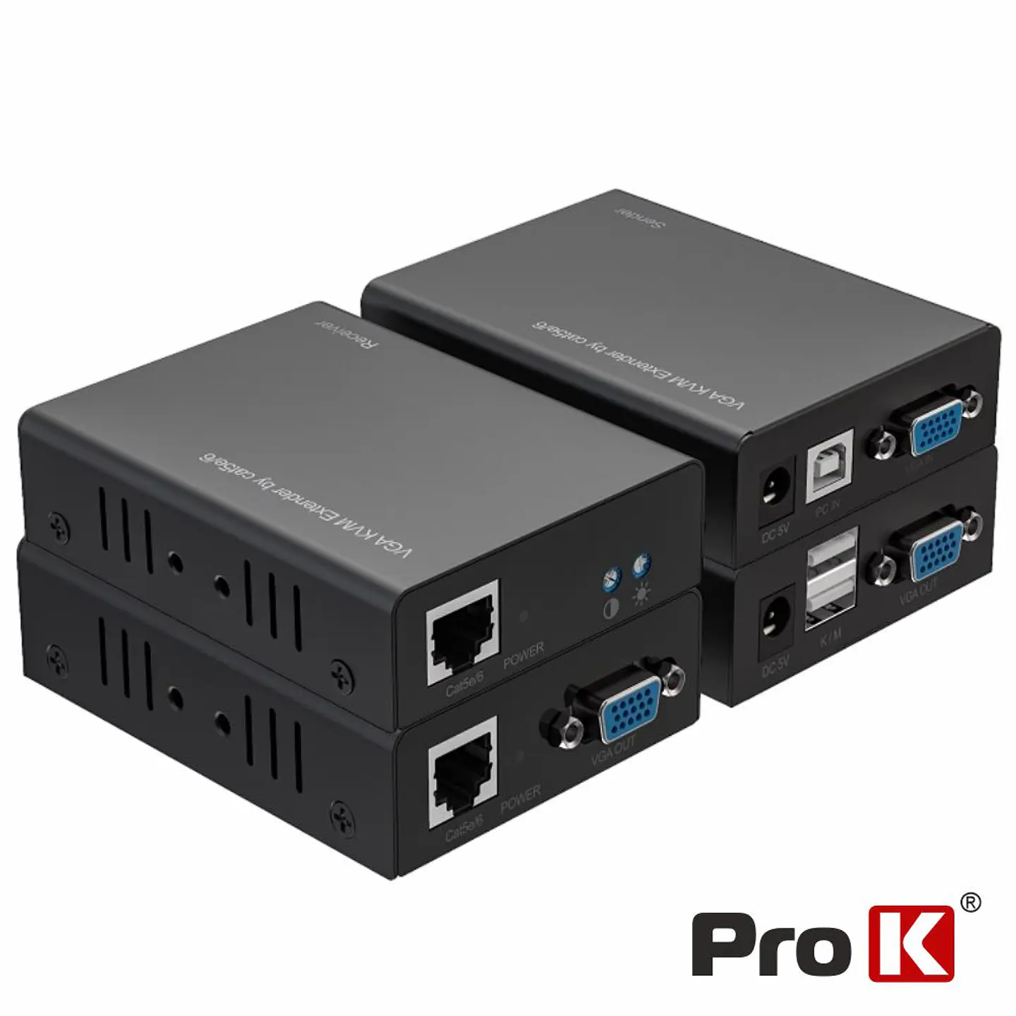 Receptor E Transmissor VGA Via RJ45 CAT5e/6 300m C/ USB PROK 1