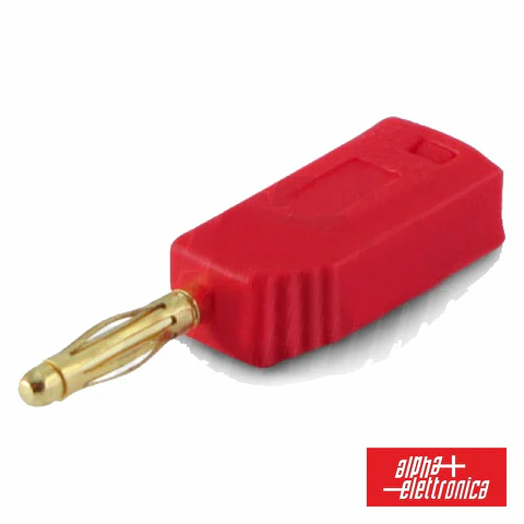 FICHA BANANA 2MM MACHO VERMELHO DOURADA