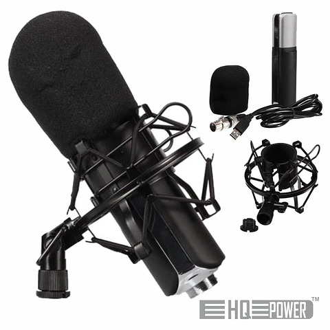 MICROFONE CONDENSADOR CARDIÓIDE C/ PROTEÇÃO HQ POWER