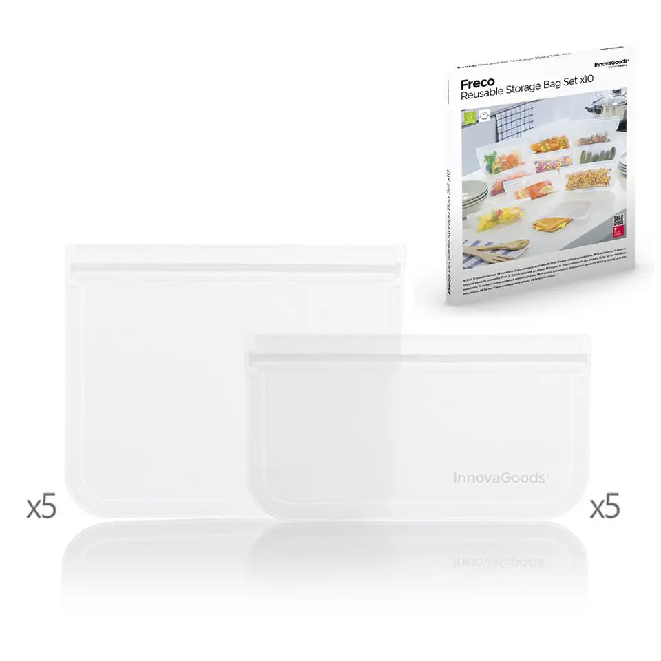 Conjunto de 10 Sacos Reutilizáveis para Alimentos 1