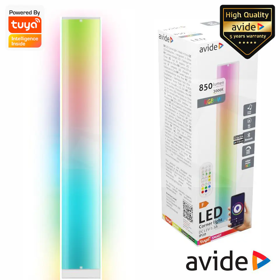 Tubo LED RGB+3000K 11.5W C/ Sensor Som Bluetooth WIFI AVIDE 1