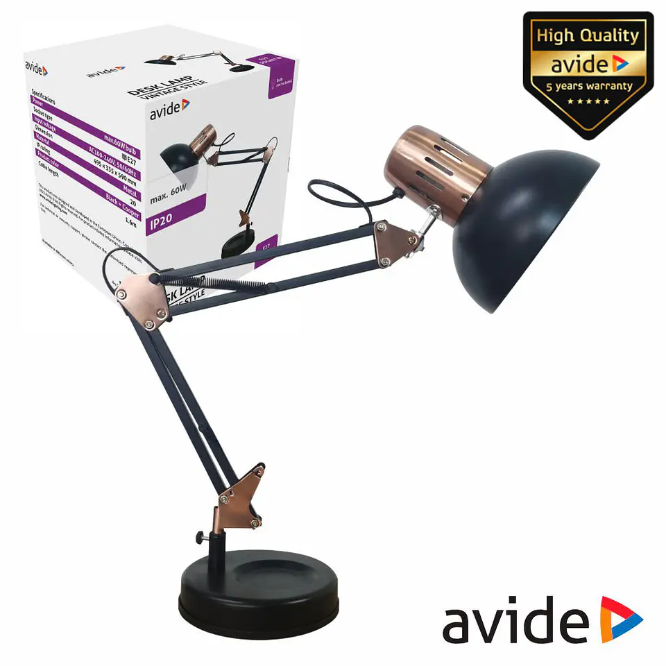 Candeeiro Vintage E27 Preto AVIDE 1
