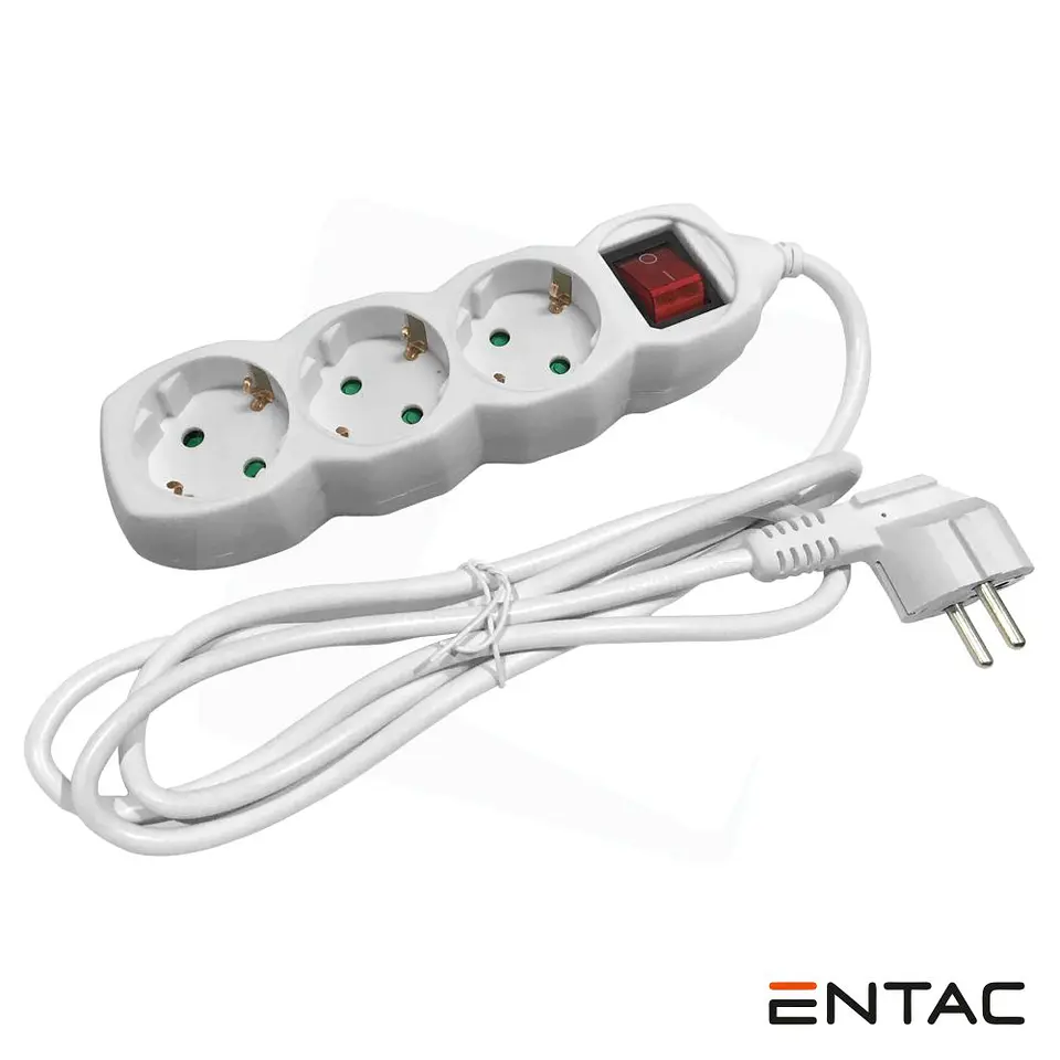 Tomada Elétrica C/ 3 Saídas Interruptor 1.5m Entac 1