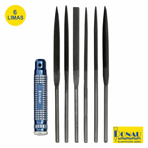 CONJUNTO DE 6 LIMAS DIVERSAS E PUNHO METAL 160MM DONAU