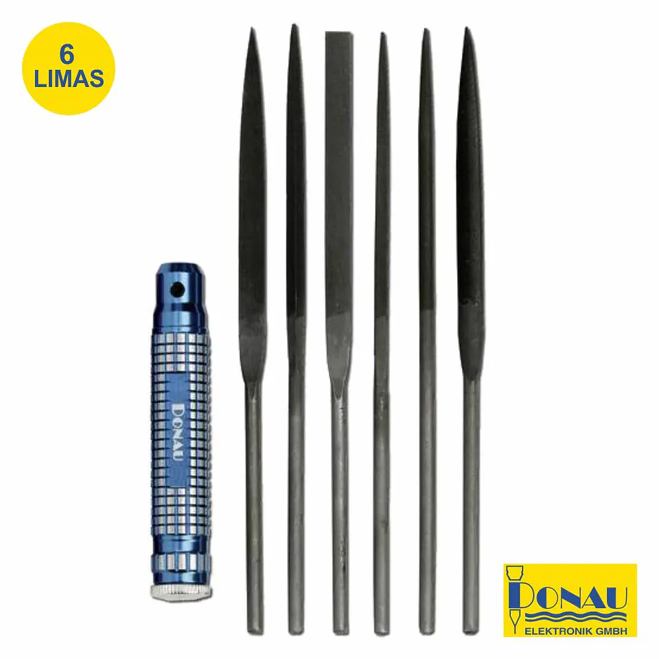 CONJUNTO DE 6 LIMAS DIVERSAS E PUNHO METAL 160MM DONAU 1