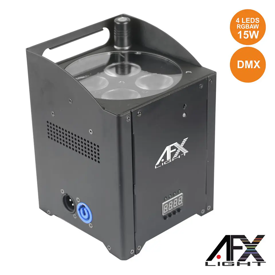 PROJETOR LUZ C/ 4 LEDS 15W RGBAW BATERIA DMX AFXLIGHT 1