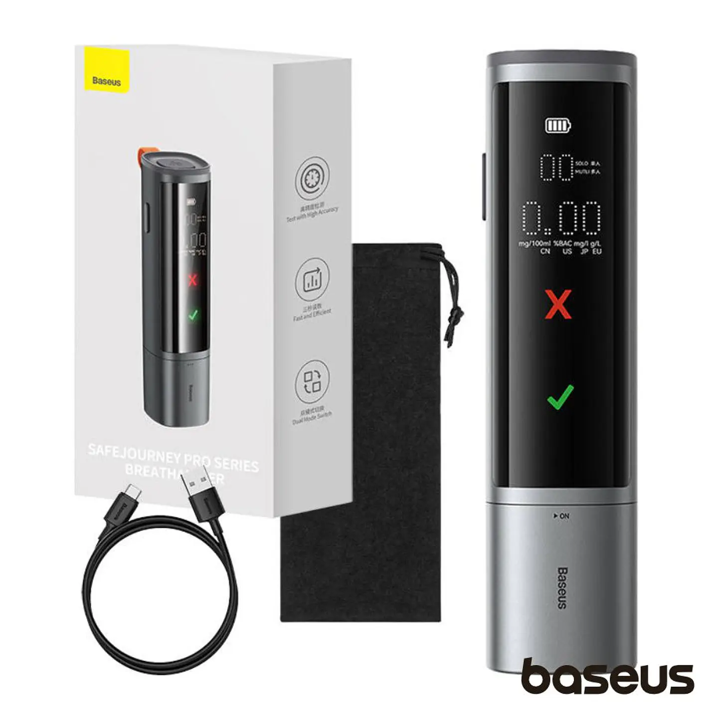 Bafómetro Eletrónico C/ LCD SafeJourney Pro BASEUS 1