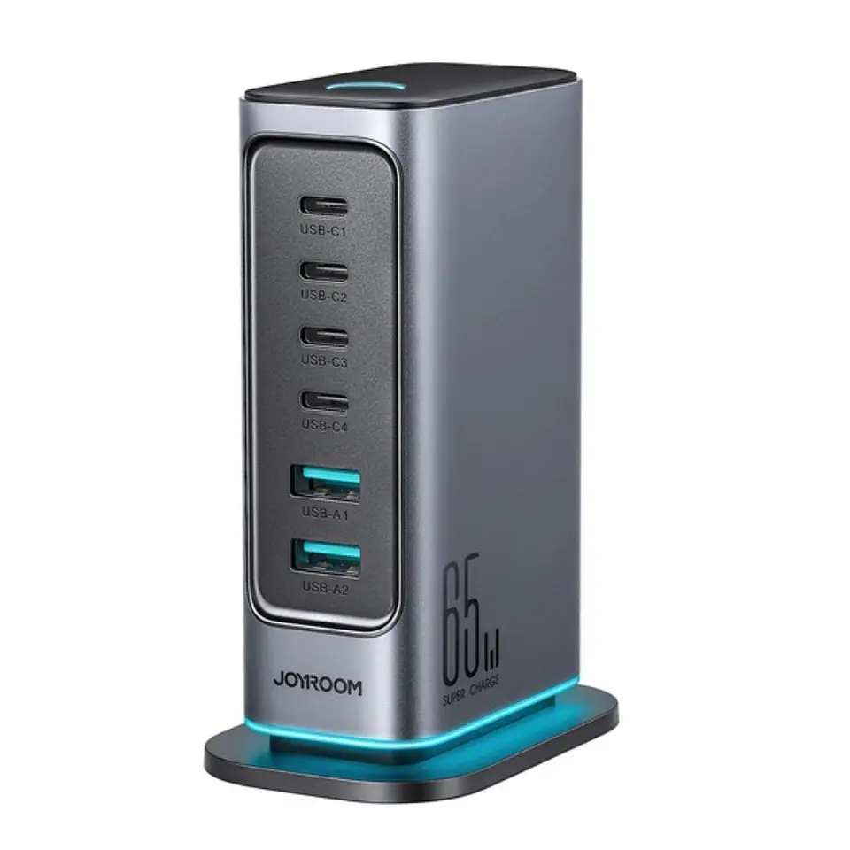 Estação de Carregamento GaN 4x USB-C 2x USB-A 65W 1