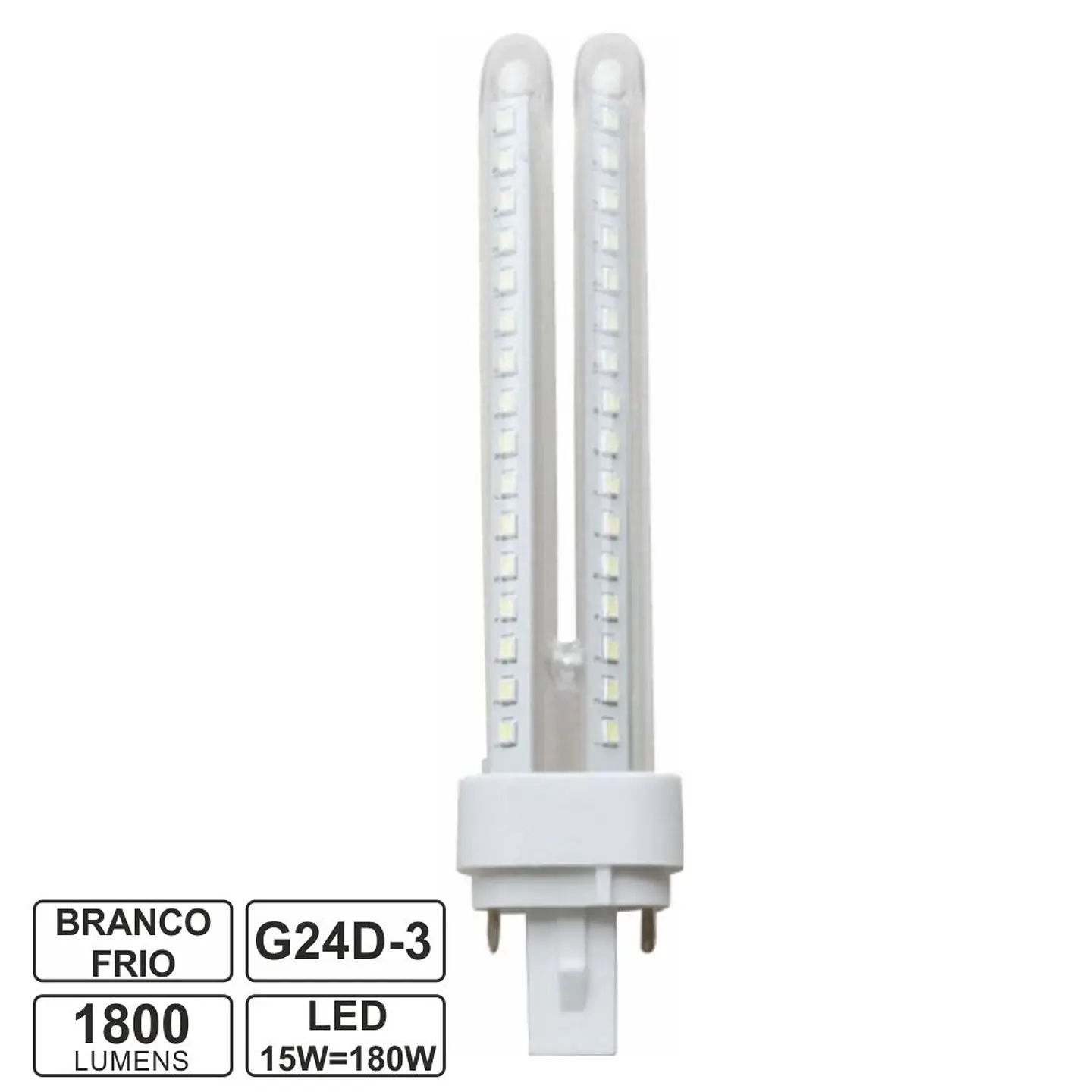 Lâmpada G24 15W=180W 230V LED 6400K 1800lm 1
