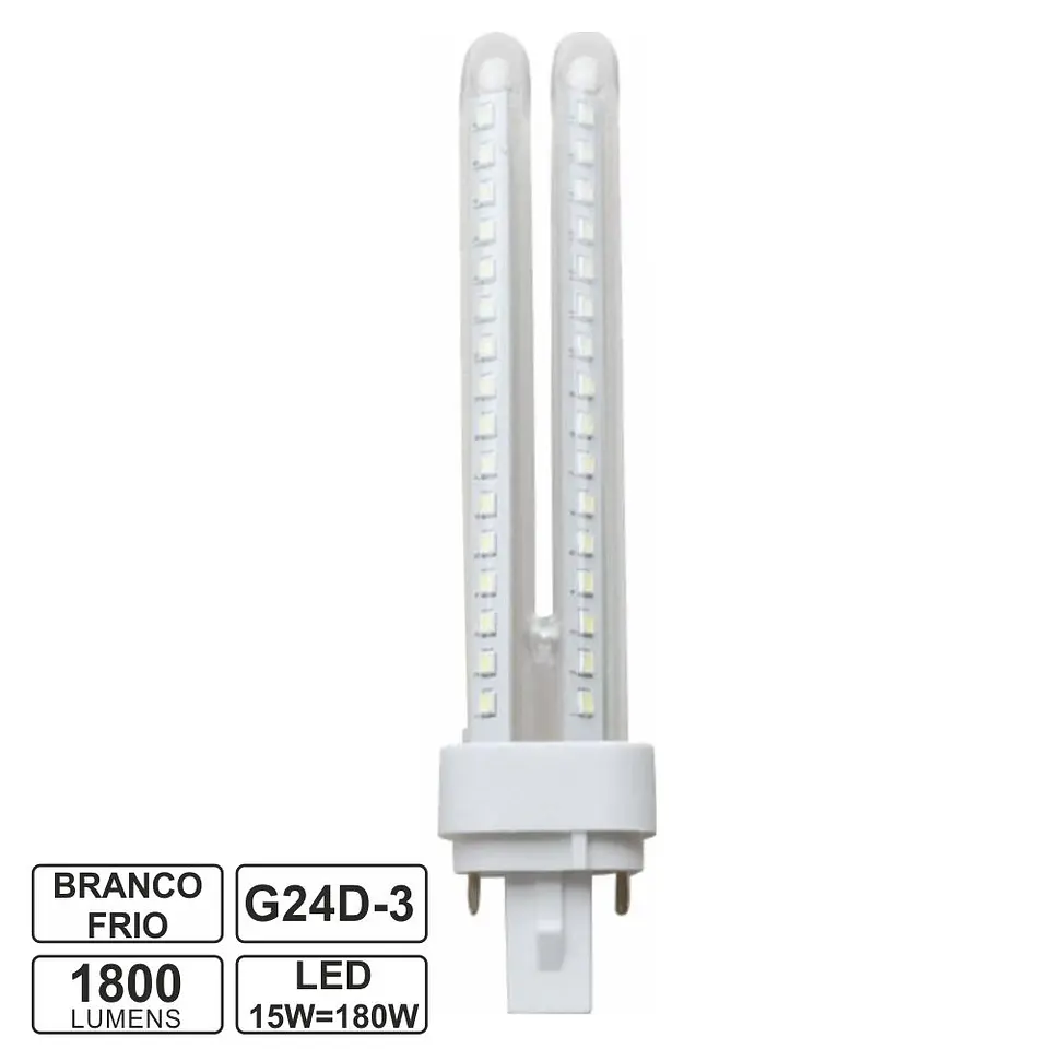 Lâmpada G24 15W=180W 230V LED 6400K 1800lm 1