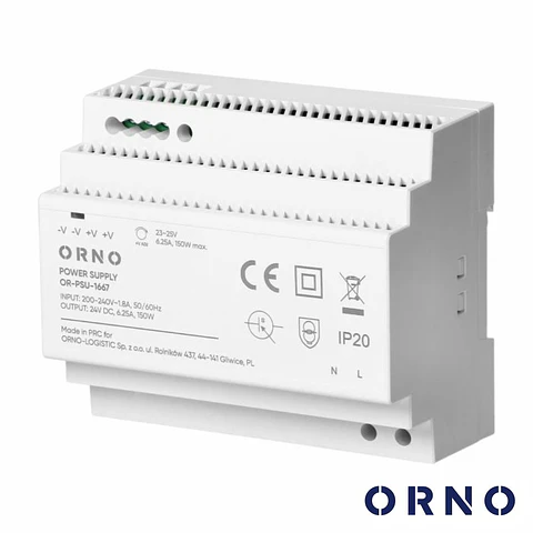 Fonte De Alimentação 24VDC 6.25A DIN ORNO
