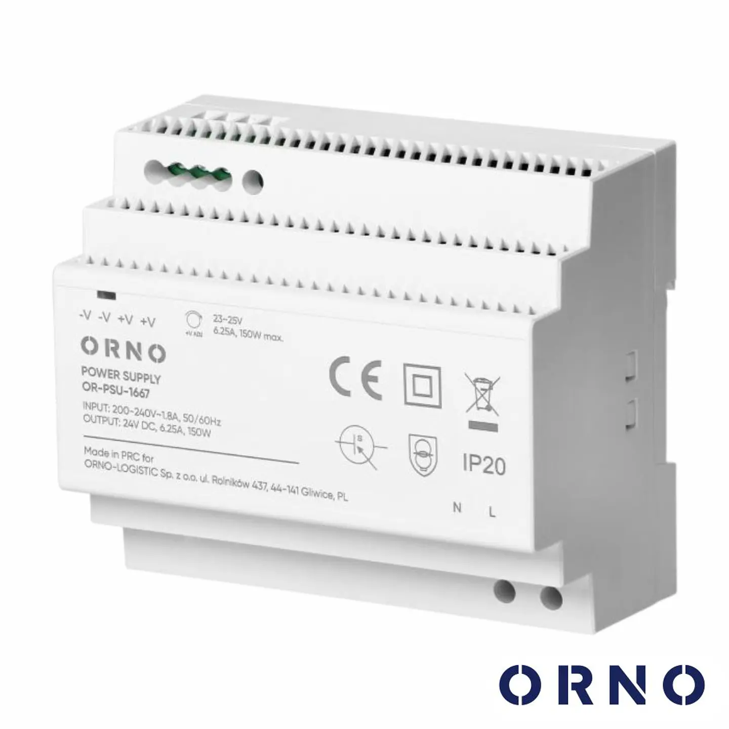 Fonte De Alimentação 24VDC 6.25A DIN ORNO 1