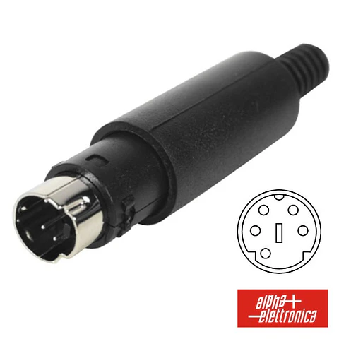 FICHA MINI DIN 5P MACHO ISOLADA PVC P/ SOLDAR