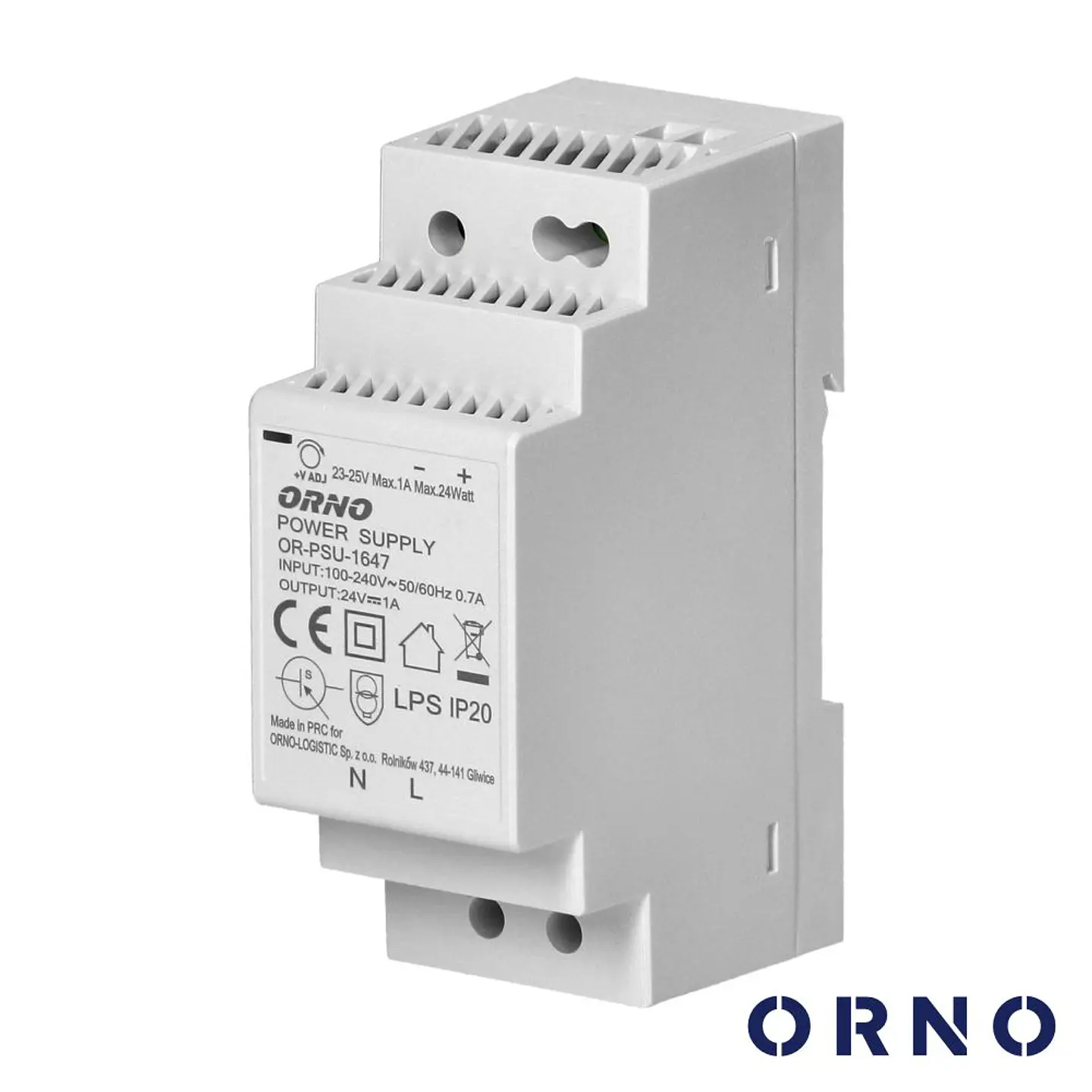 Fonte De Alimentação 24VDC 1A 24W DIN ORNO 1