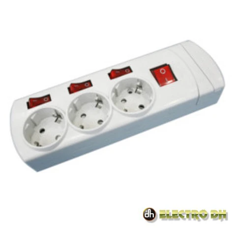 TOMADA ELÉTRICA C/ 3 SAÍDAS SCHUKO C/INTERRUPTORES EDH