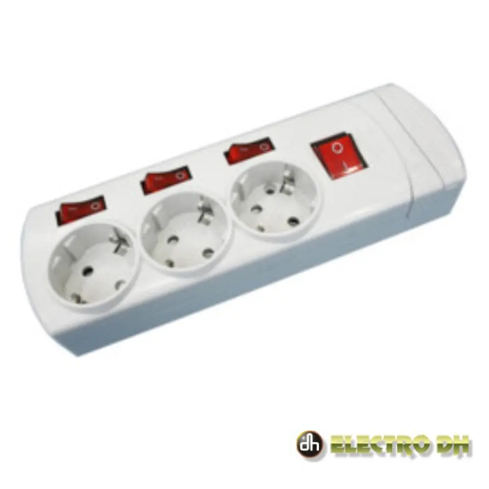 TOMADA ELÉTRICA C/ 3 SAÍDAS SCHUKO C/INTERRUPTORES EDH 1